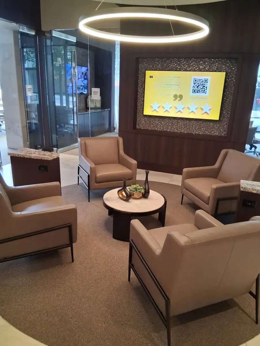 Luxury Apartment Furniture Installation Featuring Bernhardt Chloe Swivel Lounge Chairs in Atlanta, GA