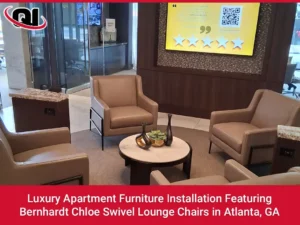 Luxury Apartment Furniture Installation Featuring Bernhardt Chloe Swivel Lounge Chairs in Atlanta, GA