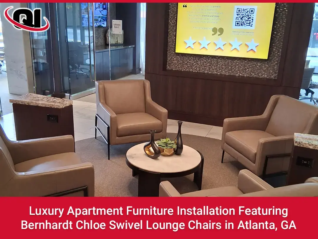 Luxury Apartment Furniture Installation Featuring Bernhardt Chloe Swivel Lounge Chairs in Atlanta, GA